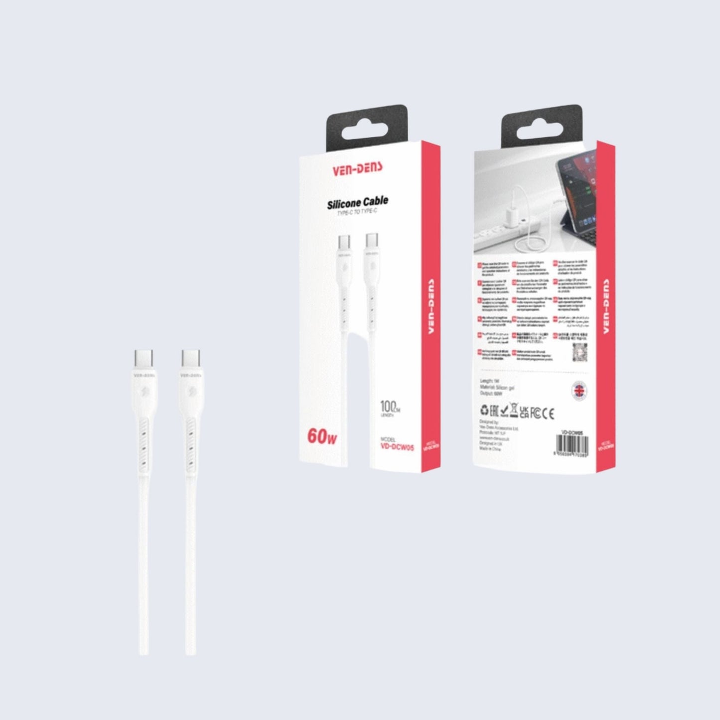 60W Silicone Cable USB C To TYPE C Cable