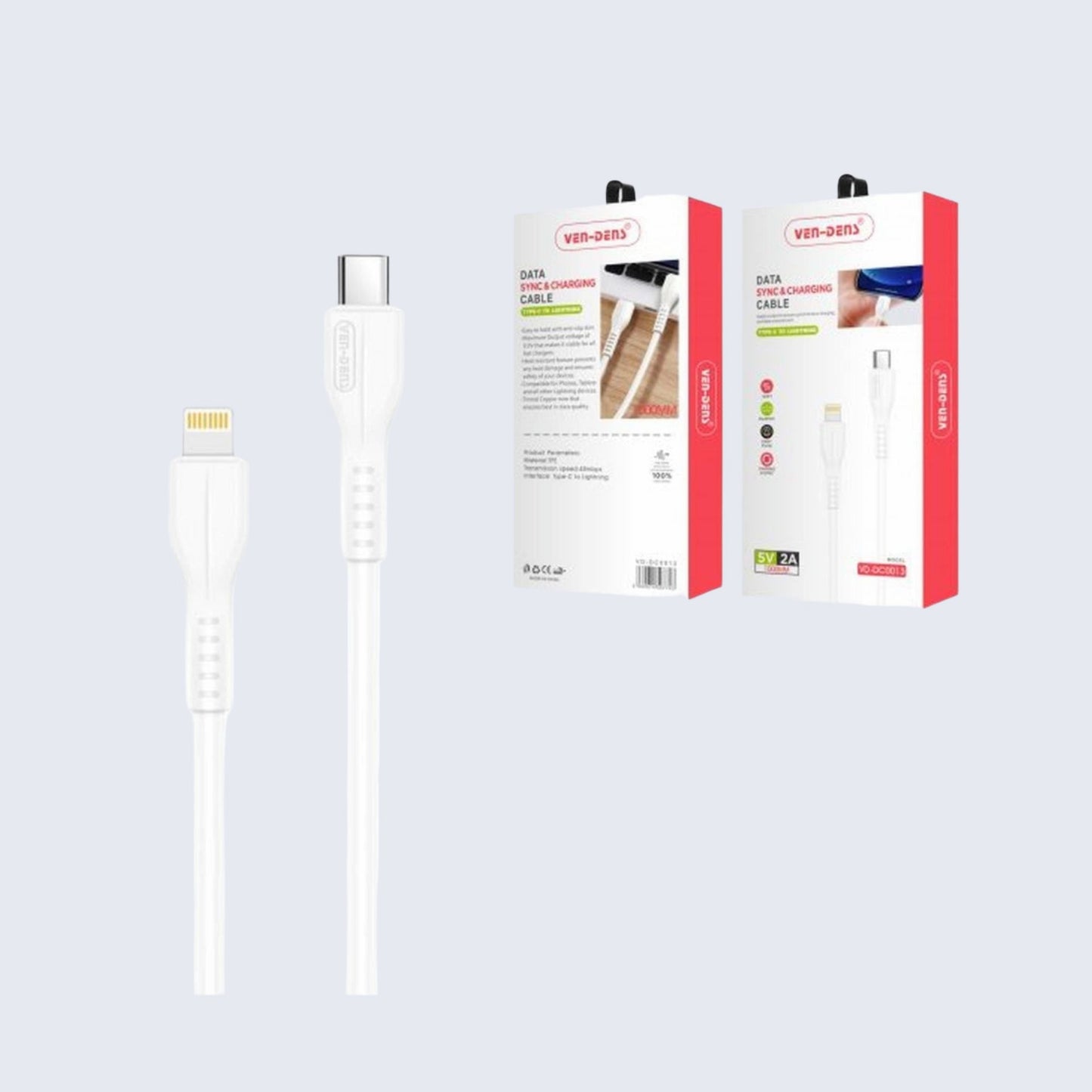 USB C (Type C) to Lightning Charging Cable 2A White (1 Metre)