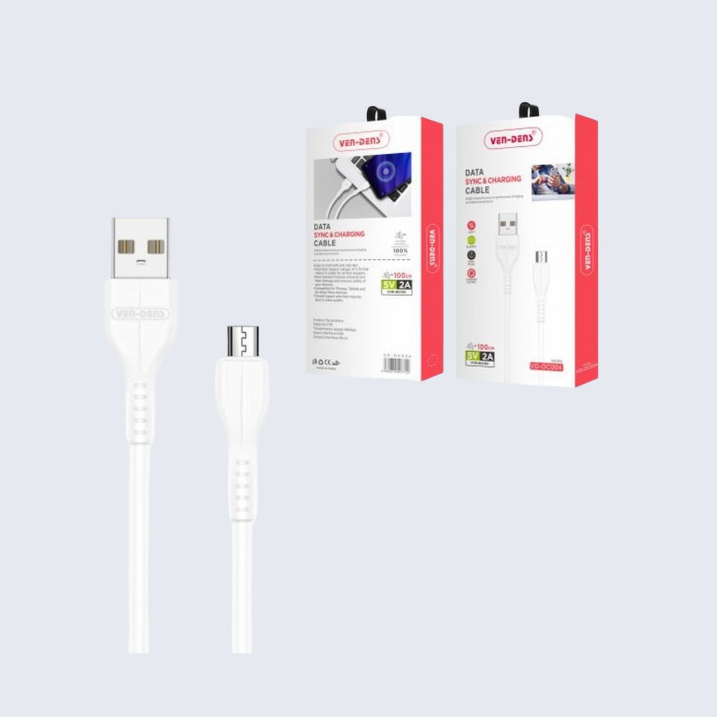 USB to Micro Charging Cable 2A White (1 Meter)