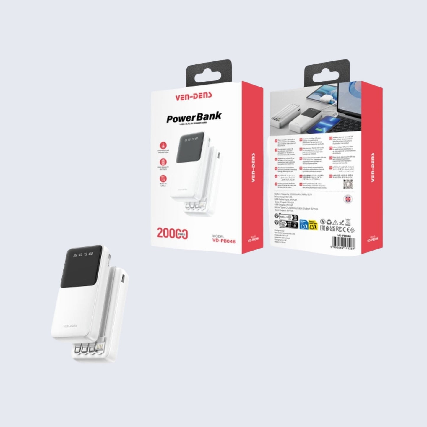 Power Bank 10000mAh 3IN1 Built in Charging Cables